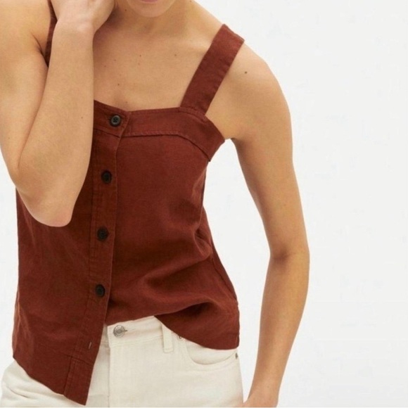 Everlane Rust Button-Up Tank Top - Picture 2 of 8